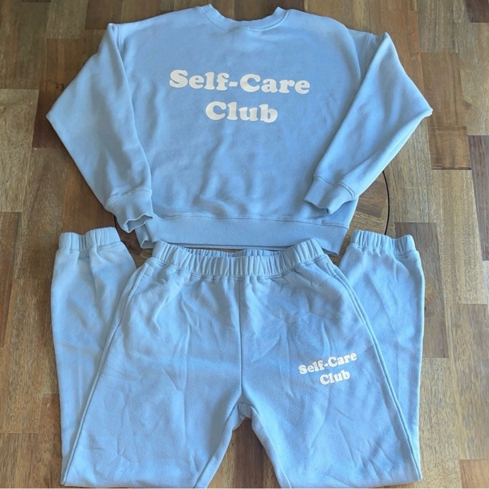 Self-Care Club Sweat Set- Light Blue - Sz S